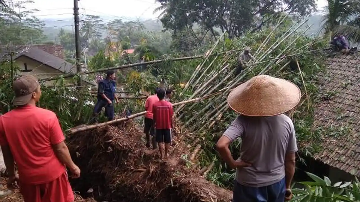 Tanah Longsor di Pringsurat Temanggung, Satu Rumah Warga Tertimpa Longsoran Ladang Bambu