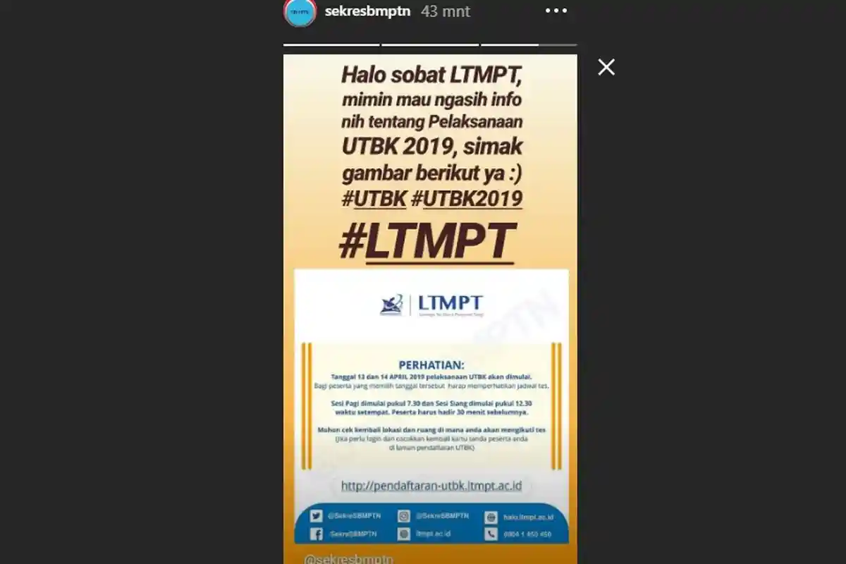 PERHATIAN Bagi Peserta UTBK SBMPTN 2019, yang Tes 13 & 14 April, Cek Kembali Lokasi dan Ruang Tes