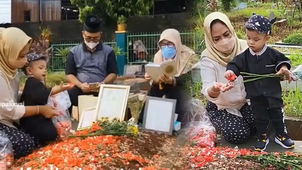 Gala Sky Ziarah ke Makam Vanessa Angel dan Bibi Andriansyah Ditemani Faisal