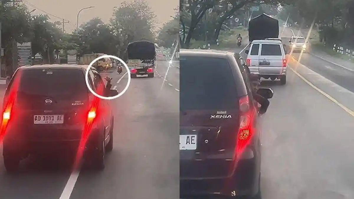 TAMPANG Sopir Xenia Acungkan Pisau ke Bus Travel di Sragen Gegara tak Terima Disalip, Ternyata Mabuk