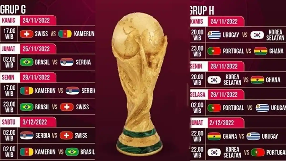 Jadwal Piala Dunia 2022 Malam Ini: Grup G dan H Korea Selatan vs Portugal hingga Kamerun vs Brasil