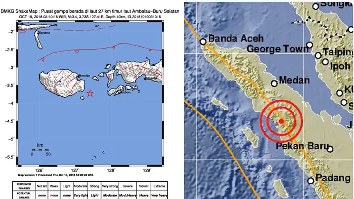 Setelah Gempa Aceh, Pagi Ini 2 Gempa Guncang Ambon hingga Sumatera Utara, Tak Berpotensi Tsunami