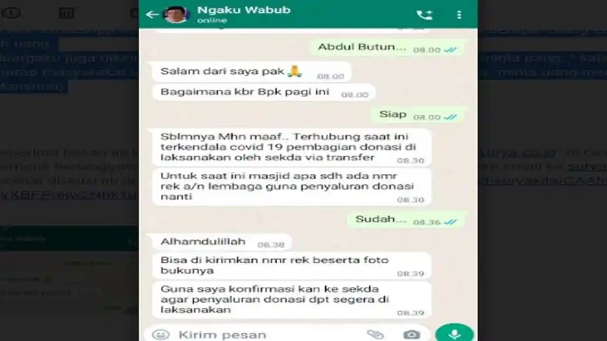 Beredar WA 'Wabup Lamongan Minta Uang' ke Pengurus Ormas Islam, Kiai Rouf Pastikan Itu Penipuan