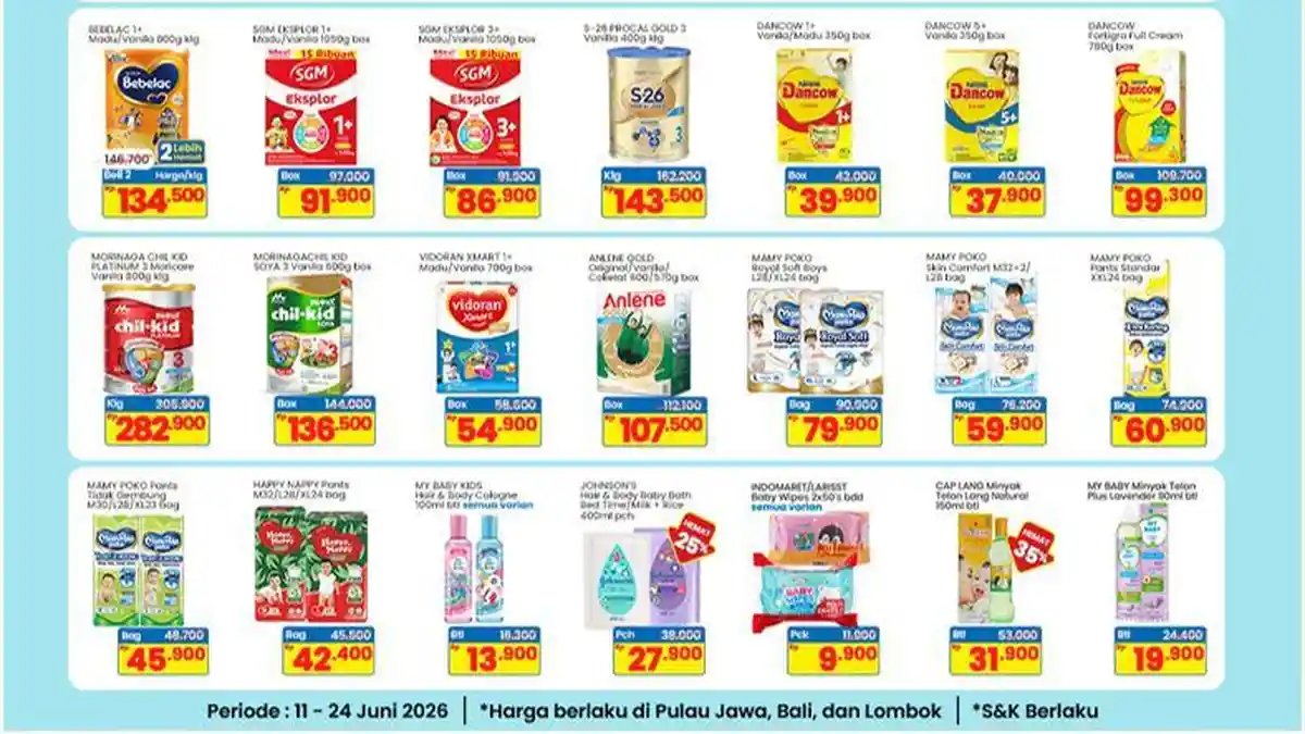 Daftar Promo Indomaret 17 Juni 2026, Diskon Susu dan Perlengkapan Balita di Batam