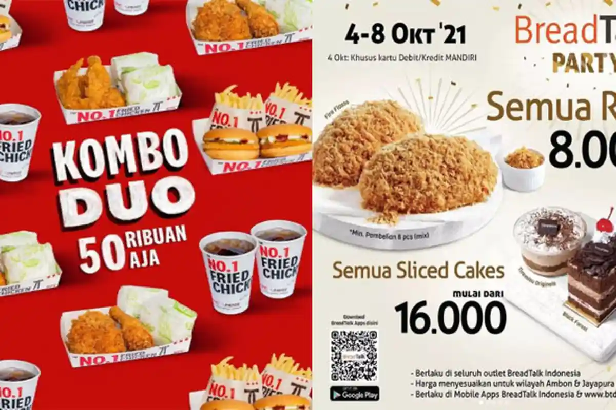 PROMO MAKANAN Hari Ini 6 Oktober 2021, Menu McD KFC Dunkin Donuts Pizza Hut BreadTalk Chatime A&W