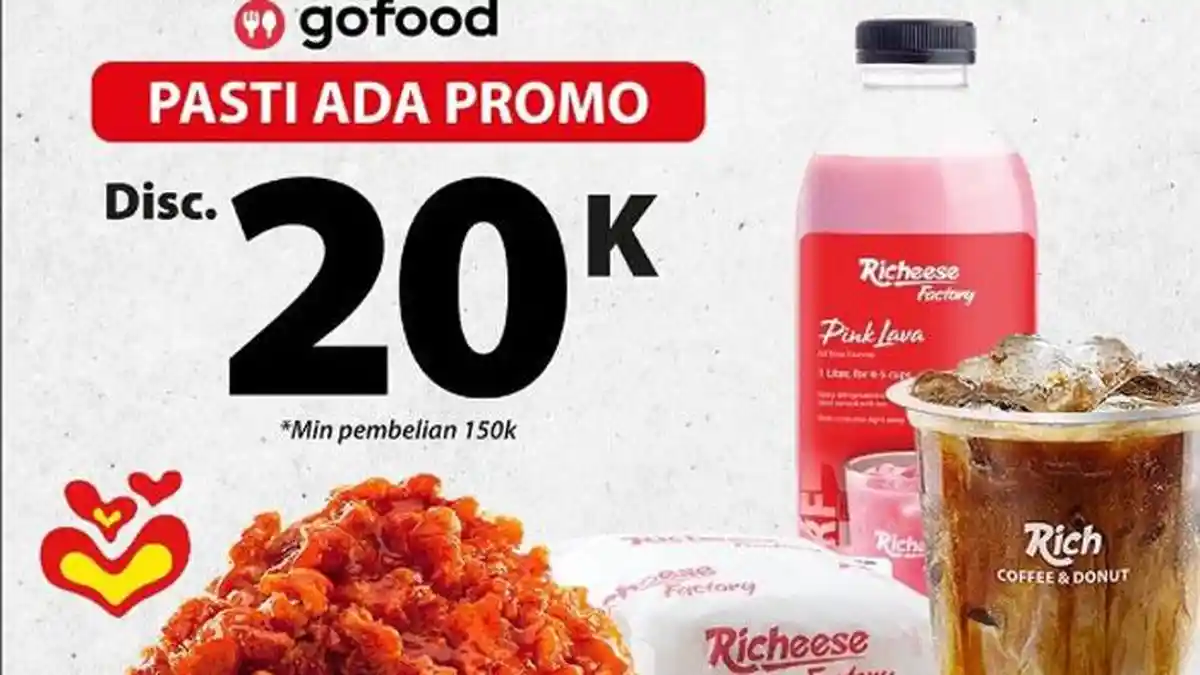 Promo Richeese Hari Ini 16 September 2022, Promo Go Food Diskon Rp20 Ribu