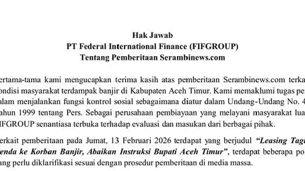 FIFGROUP Aceh Timur Sebut Patuhi Aturan OJK dan Beri Stimulus Bagi Korban Banjir