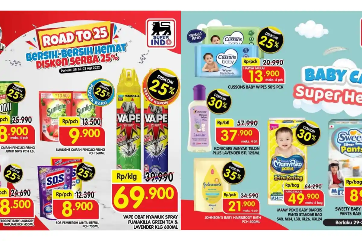 Promo Superindo Hari Ini 31 Juli 2022, Sunlight Rp 9.900, Obat Nyamuk Vape Rp 69.900