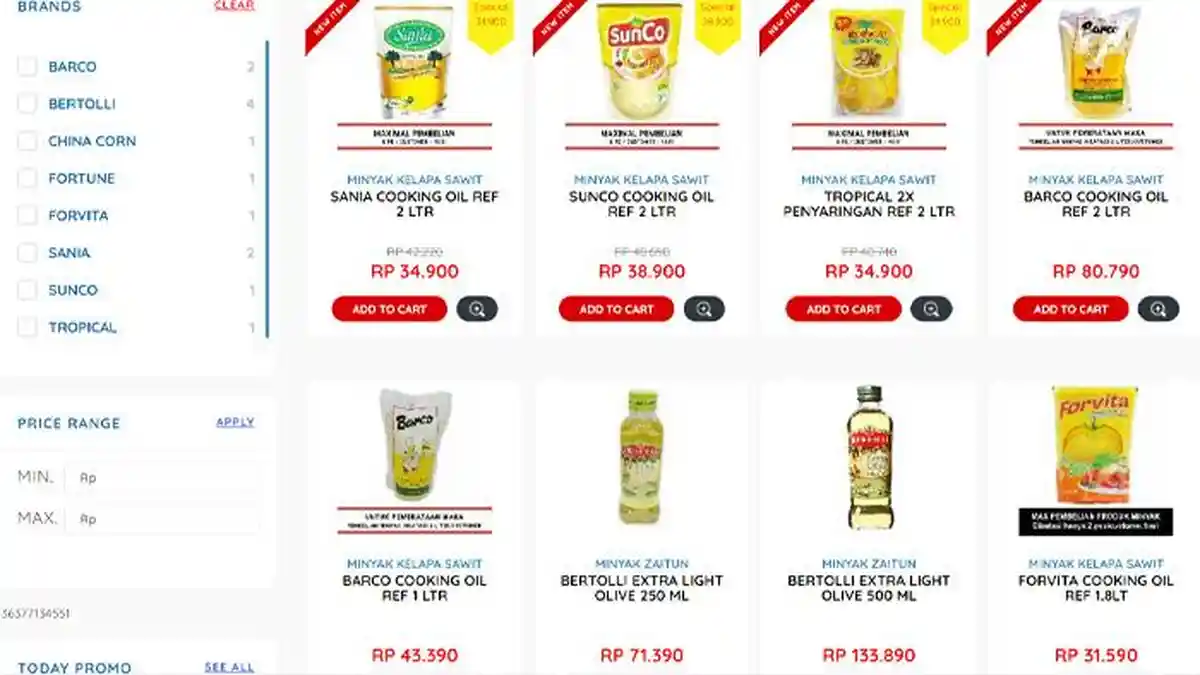 Harga Minyak Goreng di Hypermart Hari Ini Selasa 14 Maret 2023: Fortune hingga Tropical 2L Rp 34.900