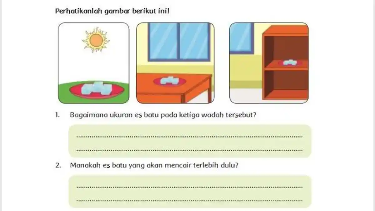 Kunci Jawaban Tema 6 Kelas 5 Halaman 8 Subtema 1: Perhatikan Gambar Es Batu