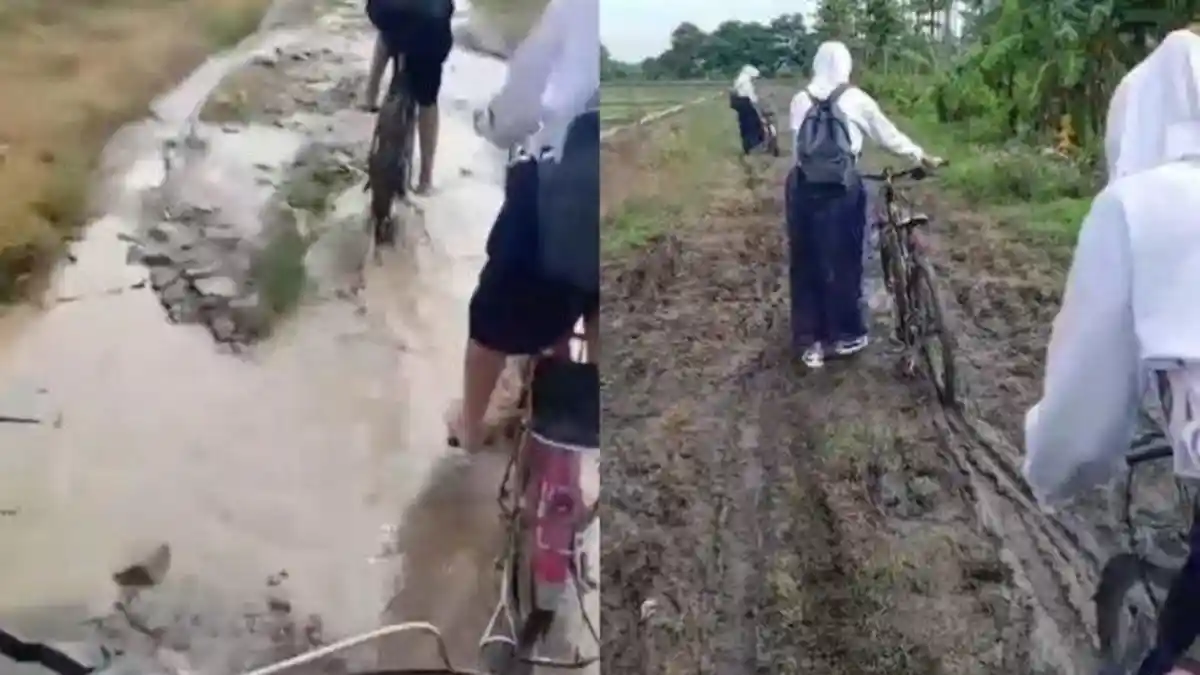 VIRAL Siswi SMP Kirim Video Minta Prabowo Perbaiki Jalan, ke Sekolah Lewat Jalan Becek dan Berlumpur