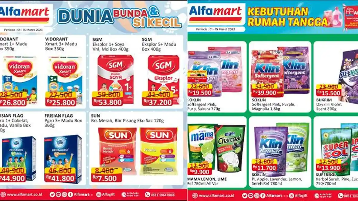 Promo Alfamart dan Indomaret Hari Ini Kamis 9 Maret 2023: Diskon Sweety, Susu SGM, Daia dan So Klin