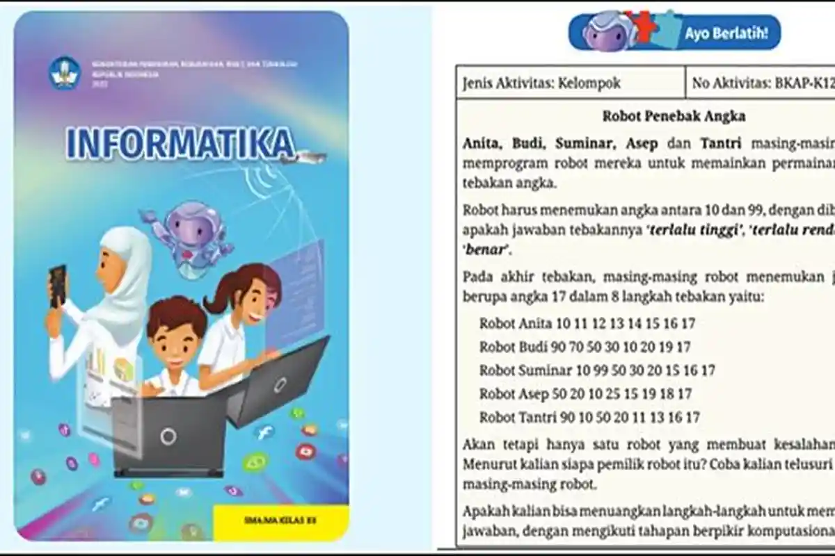 Kunci Jawaban Buku Informatika Kelas 12 Kurikulum Merdeka Halaman 63, Robot Penebak Angka