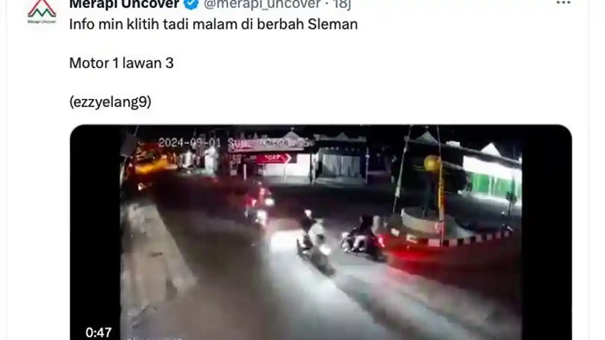 Terekam CCTV Diduga Aksi Klitih di Berbah Sleman, Pelaku Acungkan Clurit dan Kejar 3 Pemuda