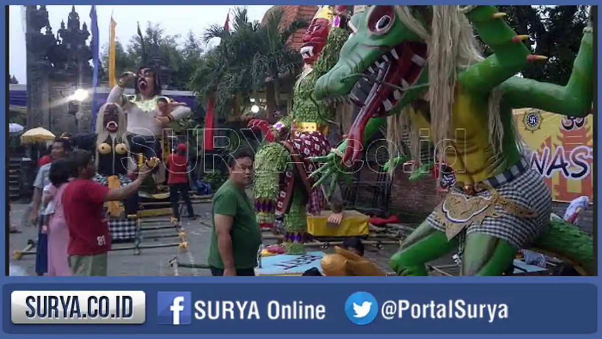 Marakkan Hari Raya Nyepi, Warga Dusun Bongso Wetan Menganti Arak Ogoh-ogoh
