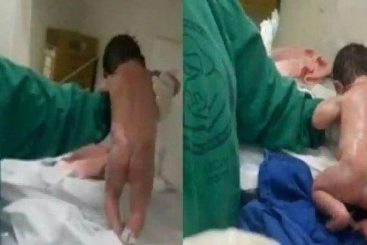 Video Bayi Baru Lahir Meronta dan Minta Jalan Saat Akan Dimandikan Perawat