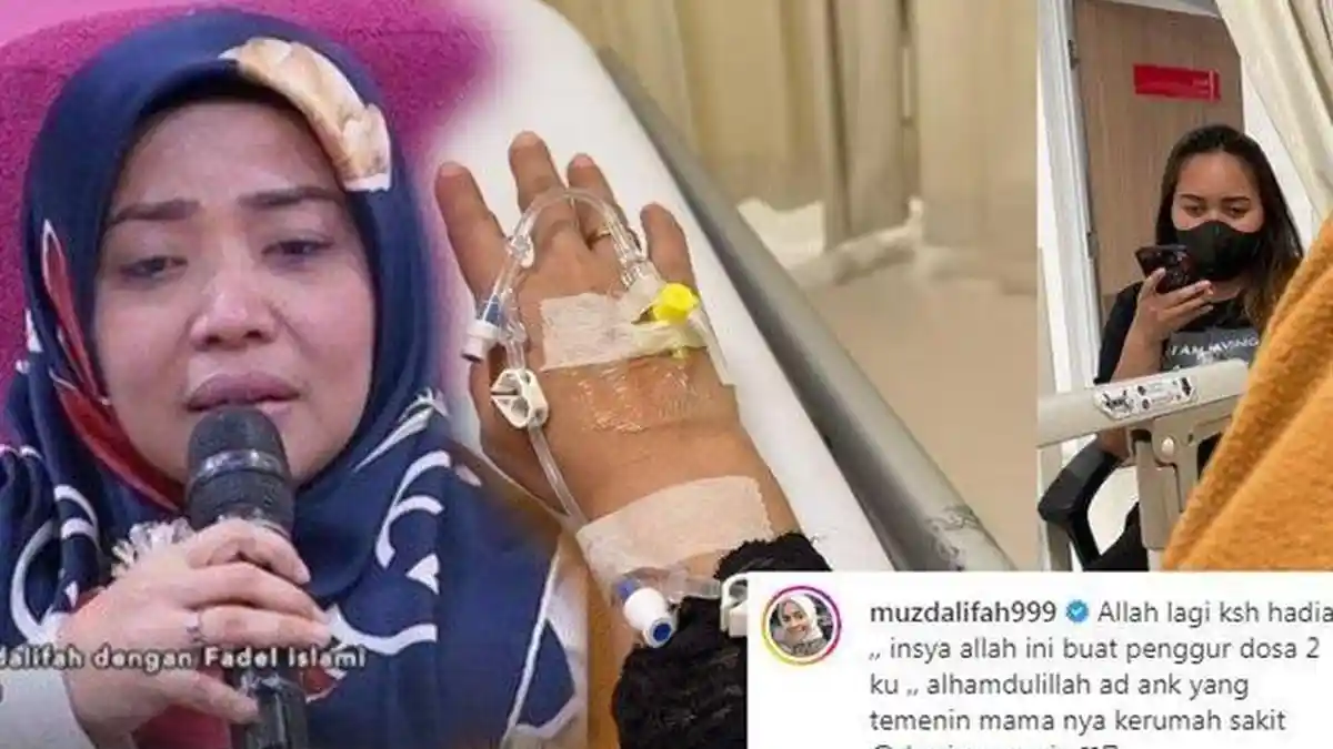 Isu Cerai Mencuat, Muzdalifah Terbaring di Rumah Sakit dengan Tangan Diinfus, Hanya Ditemani Anak