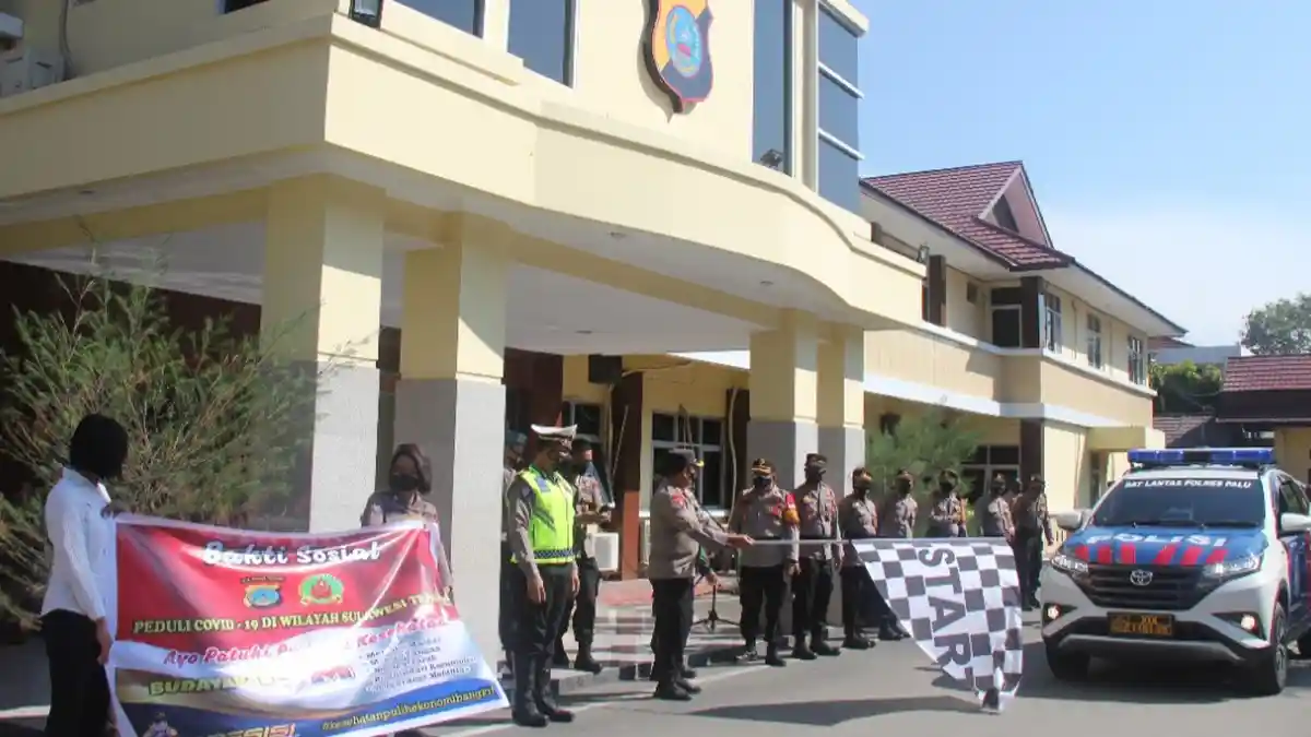 Bansos Covid-19, Polres Palu dan Kodim Donggala Salurkan 300 Paket Sembako 