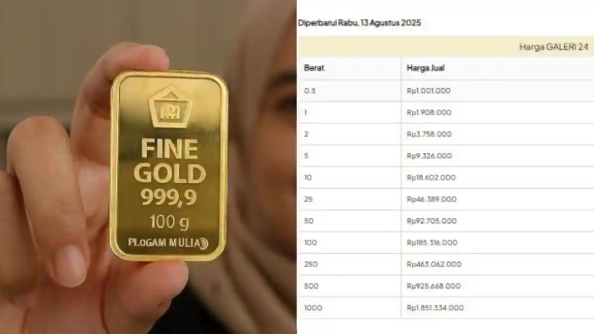 Harga Emas di Kendari Sulawesi Tenggara 13 Agustus 2025,  Ada Antam, UBS dan Galeri 24 di Pegadaian