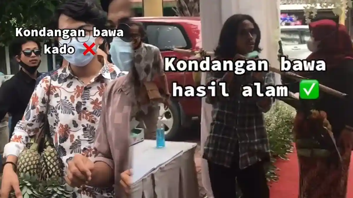 Viral Segerombolan Pria Bawa Buah Bukan Kado saat Hadiri Kondangan Sahabat