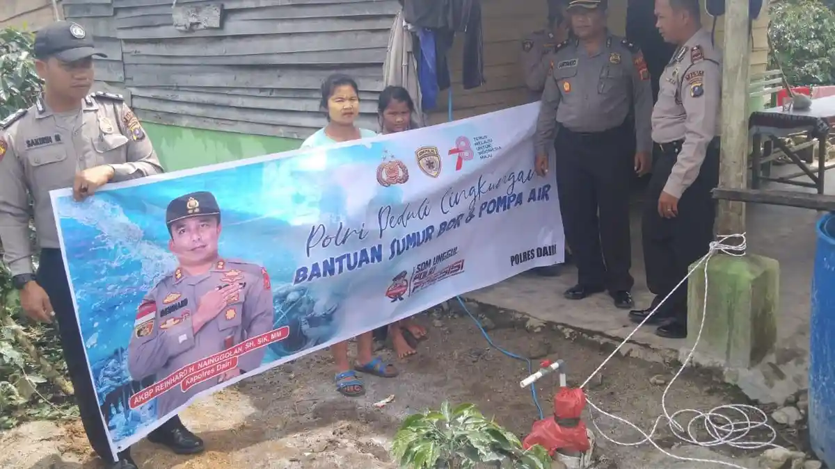 Peduli Lingkungan, Polres Dairi Bantu Sumur Bor dan Pompa Air untuk Warga