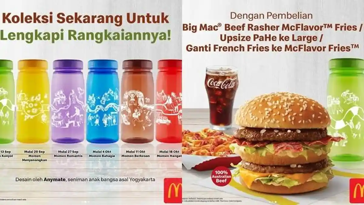 Promo McD Hari ini Sabtu 17 September 2022, Dapatkan Gratis Botol Minum dengan 6 Pilihan Warna