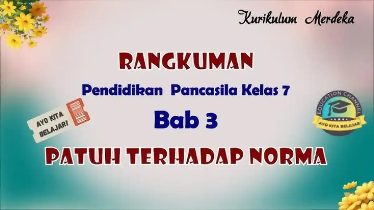 Rangkuman Materi PPKN Kelas 7 SMP Kurikulum Merdeka Semester 1 dan 2 Bab 3 : Patuh Terhadap Norma