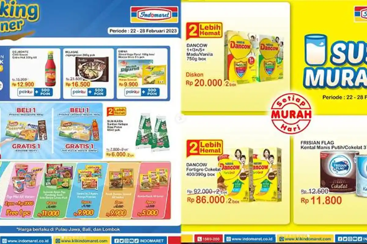 Promo Alfamart dan Indomaret Hari Ini Rabu 22 Februari 2023: Diskon Super Hemat Indomie dan Dancow