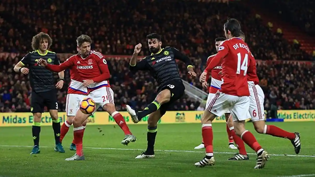 Tendangan Keras Diego Costa Bawa Chelsea Memimpin 1-0 atas Middlebrough