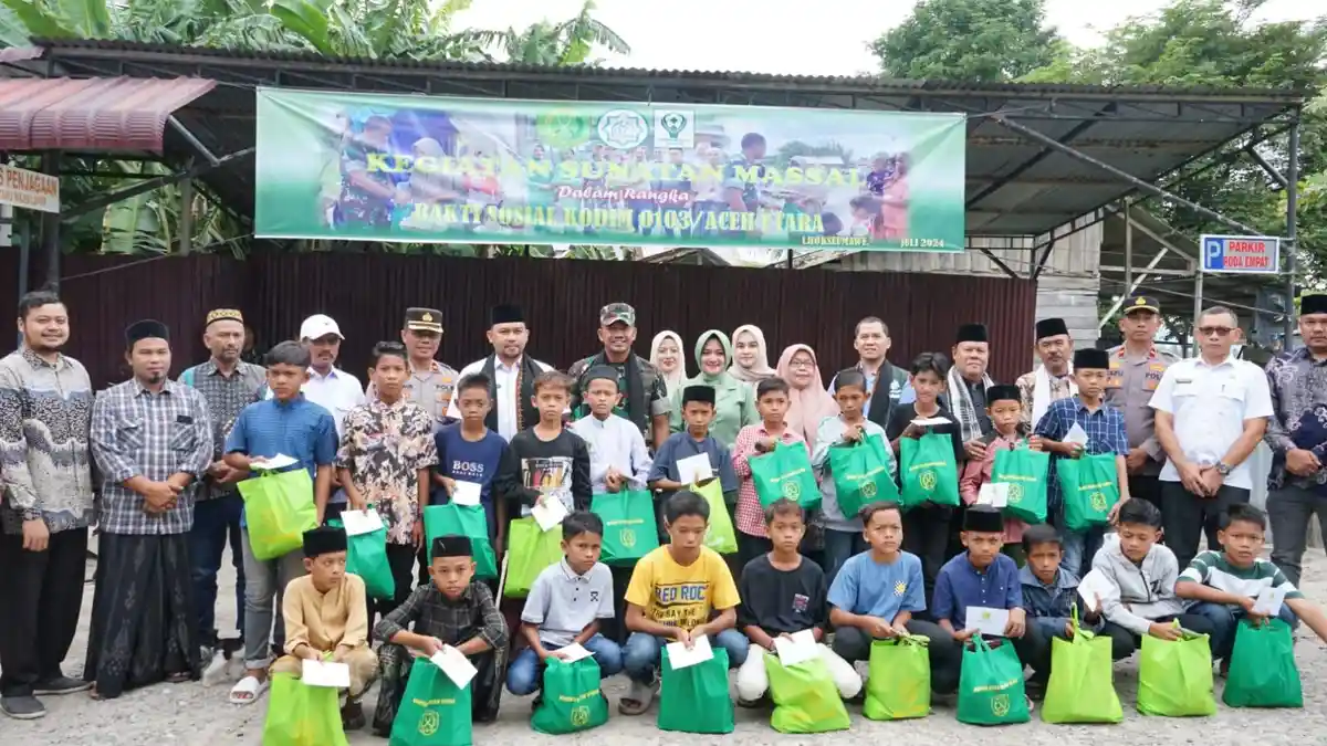 Kodim 0103 Aceh Utara dan BMA Khitan 65 Anak dari Keluarga Miskin di Tanah Luas