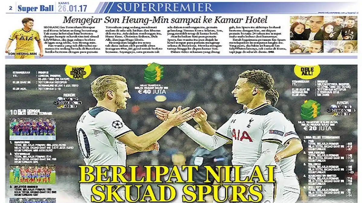 Nilai Skuad Tottenham Hotspur Naik Tiga Kali Lipat