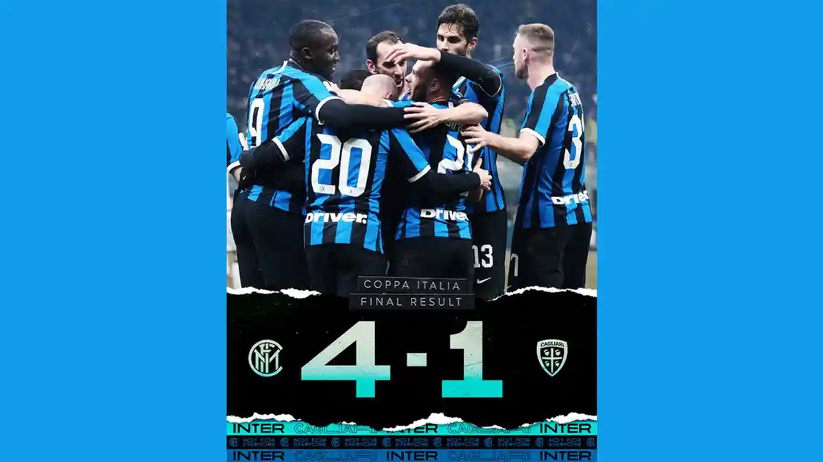 Hasil Copa Italia Inter Milan vs Cagliari, Baru 21 Detik Lukaku Cetak Gol Pertama, Inter Menang 4-1