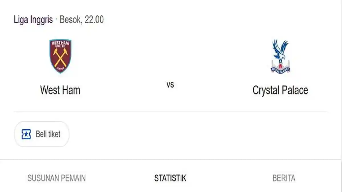 Prediksi Skor dan Susunan Pemain West Ham VS Crystal Palace, Adu Tajam Paqueta dan Mateta