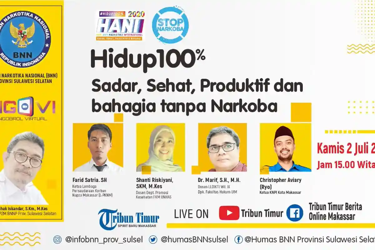BNNP Sulsel: Pandemi Covid, Penyalahgunaan Narkoba Kini Juga Virtual