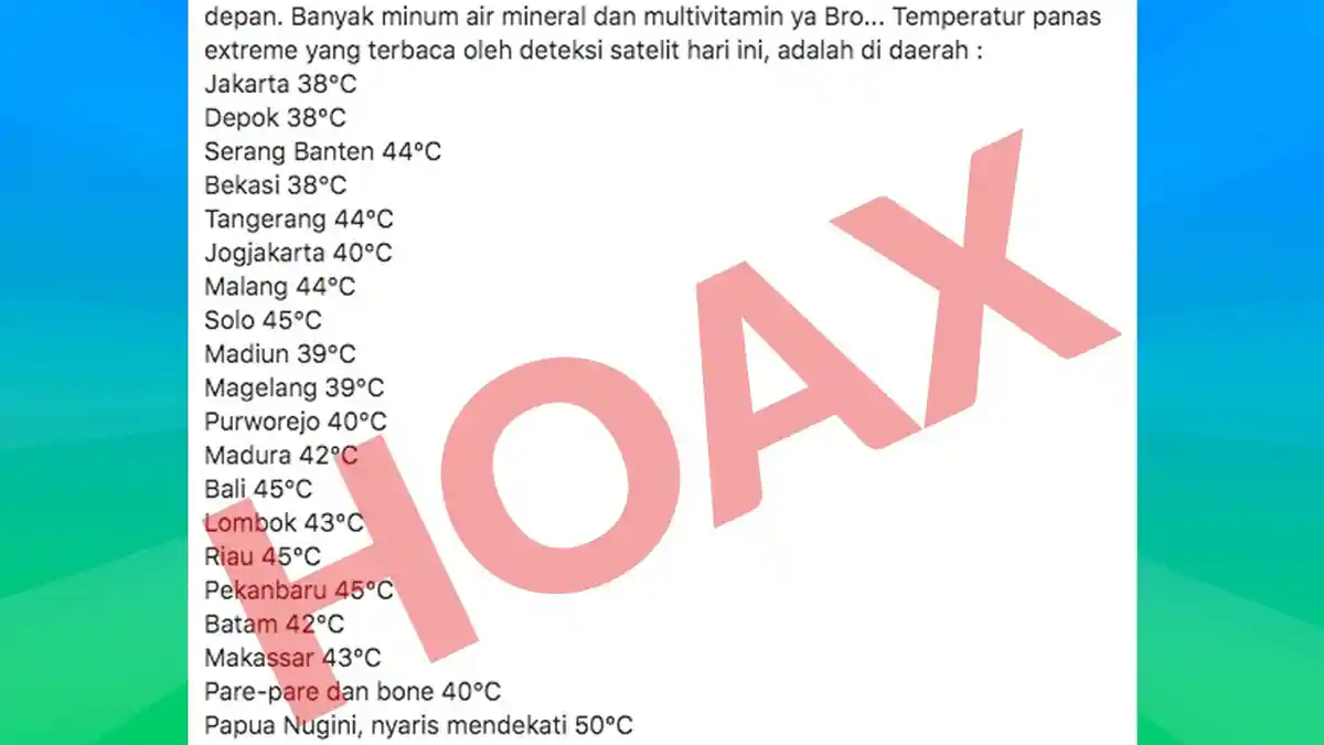 BMKG Klarifikasi Info Hoax Cuaca Panas Ekstrem Selama 3 Hari dalam Pesan Berantai Whatsapp