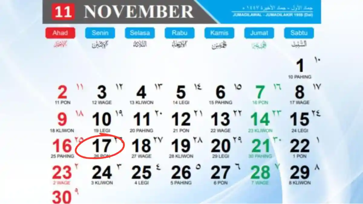 Tanggal 17 November Memperingati Hari Apa? Cek Kalender 2025, Ada Libur Panjang