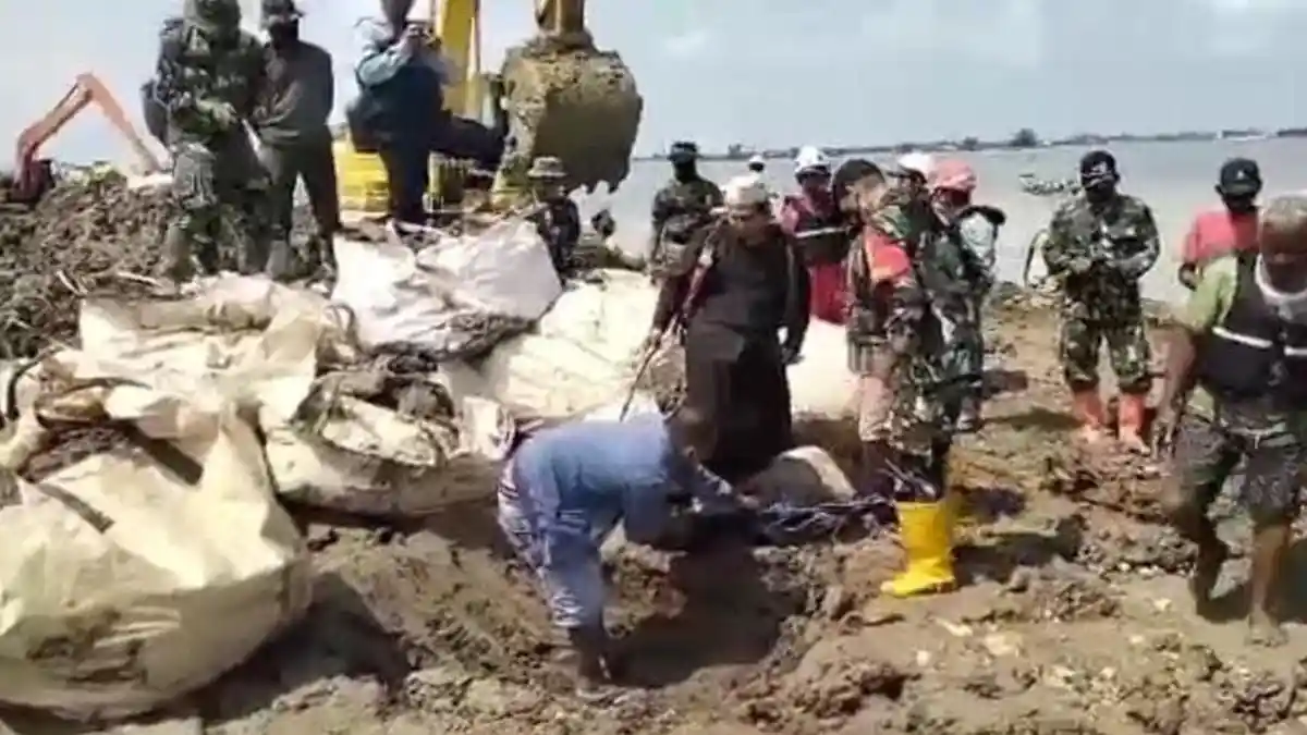 Penampakan Ritual Wedus Kendit Perbaikan Tanggul Norowito Demak, Kepala dan Kaki Kambing Dikubur