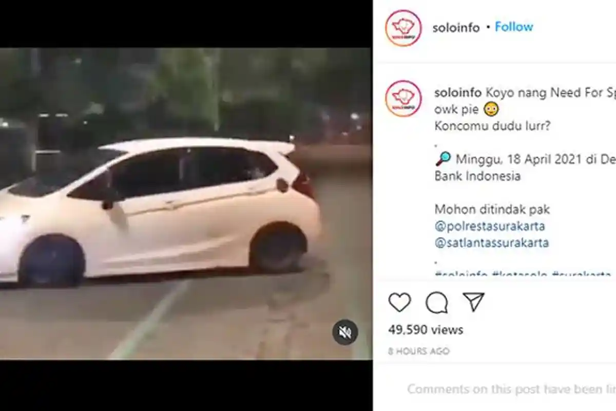 Video Drifting ala Need for Speed di Solo, Pelaku Ingin Viral, Kini Dijerat 4 Pasal Sekaligus