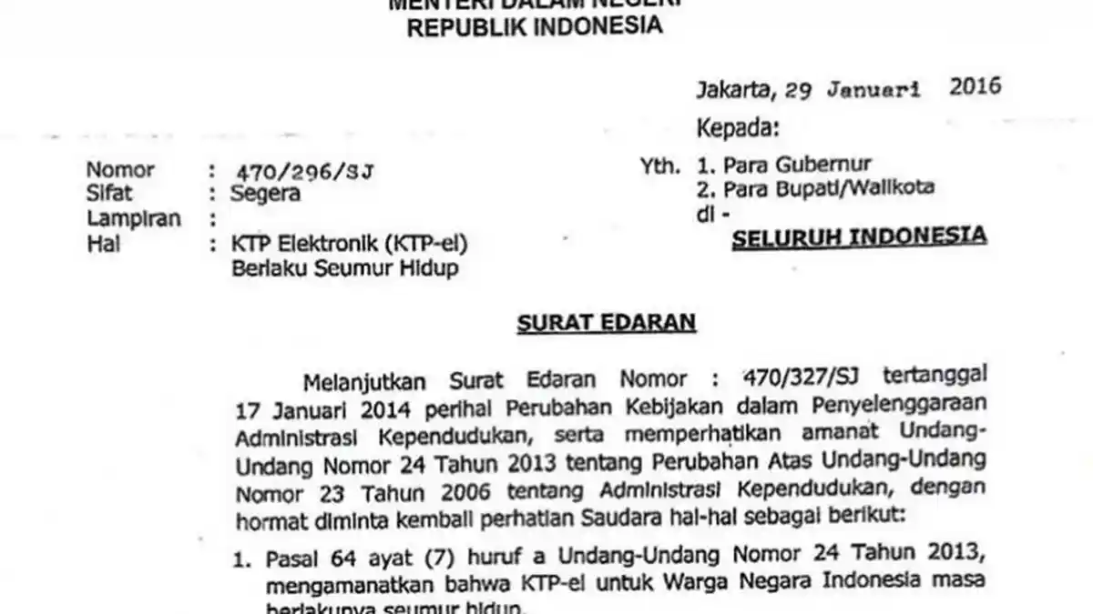Catat! KTP Elektronik yang Diterbitkan Sejak 2011 Berlaku Seumur Hidup