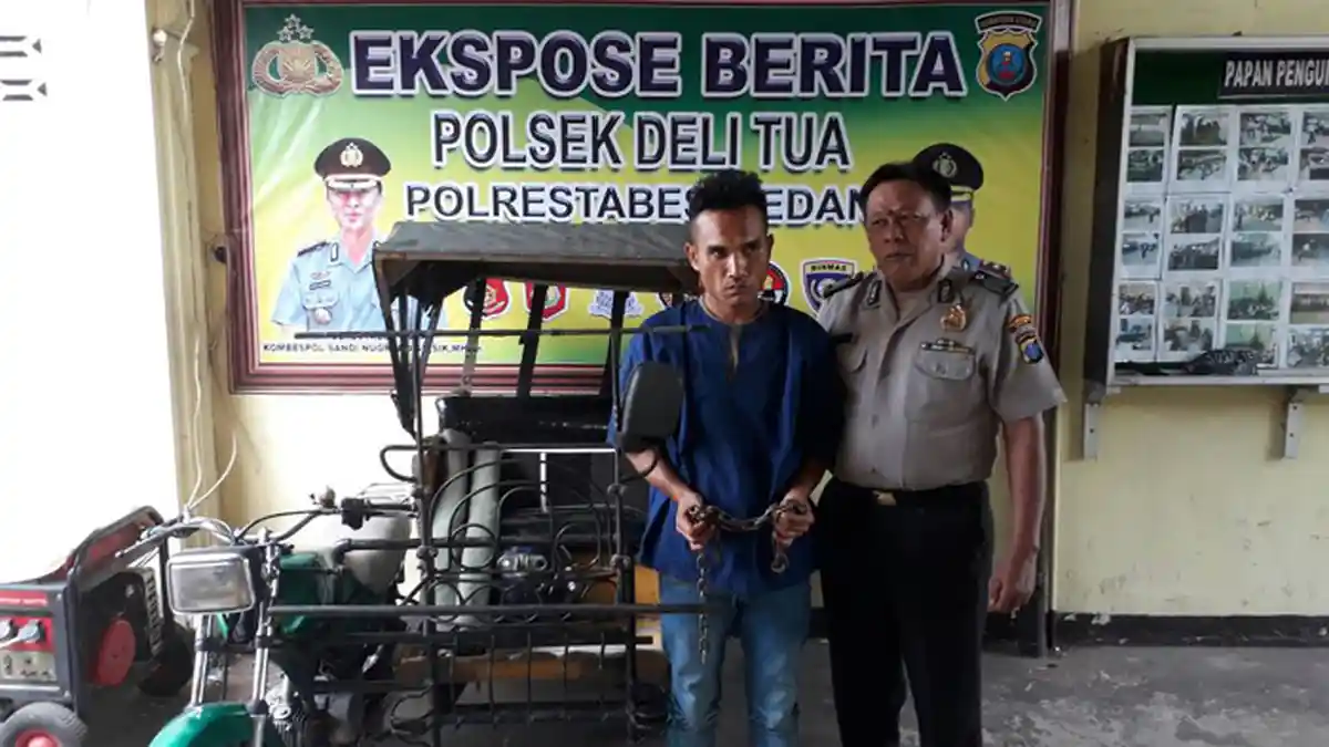 Pencuri Becak Motor Tertangkap Gara-gara Menendang Ember