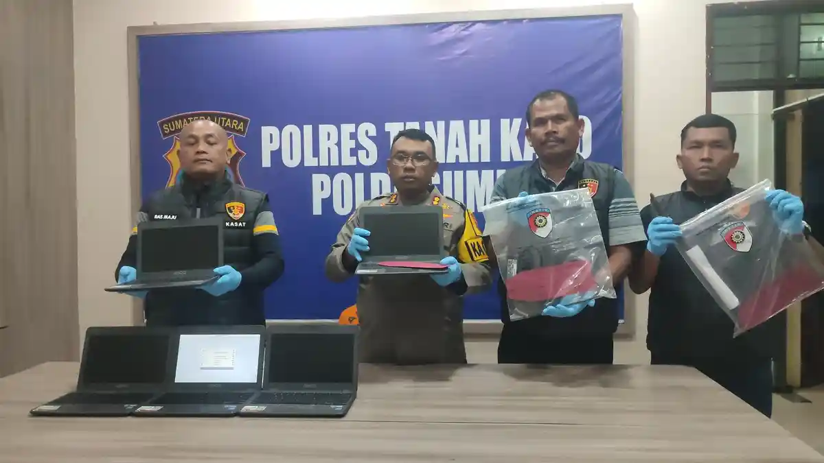 Polres Tanah Karo Tembak Pencuri Spesialis Pembongkaran, 5 Laptop Milik SD di Kabanjahe Diamankan
