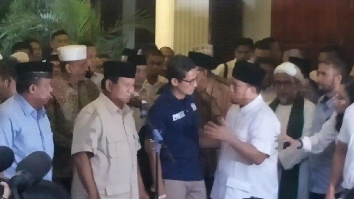 Sandiaga Tidak Berbicara saat Hadiri Deklarasi Kemenangan Pilpres 2019