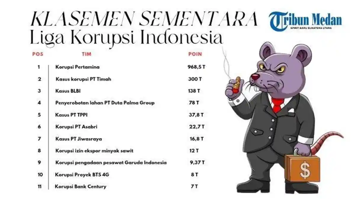 11 Kasus Korupsi Terbesar di Indonesia, Pertamina Pertama dengan Total Rp968,5 T, PT Timah Menyusul