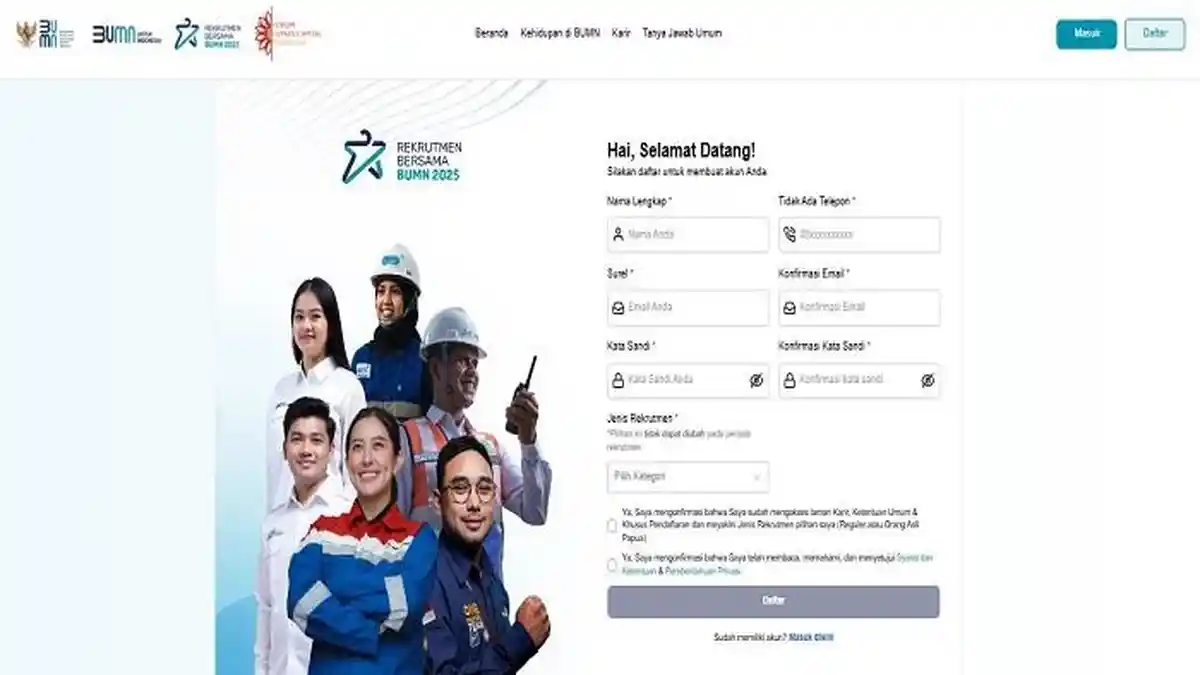 Dibuka Hari Ini, Ini Link dan Cara Daftar Rekrutmen Bersama BUMN 2025