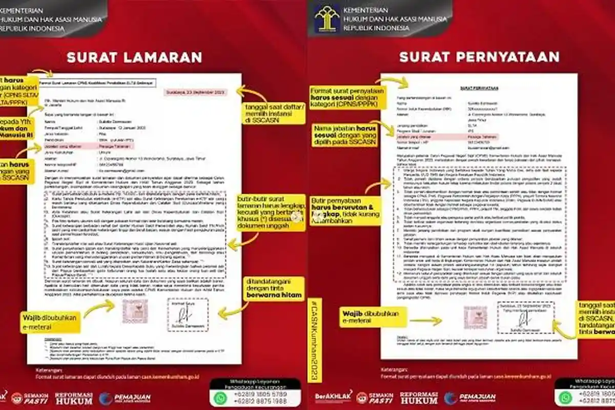 Ketentuan Dokumen Surat pada CPNS Kemenkumham 2023