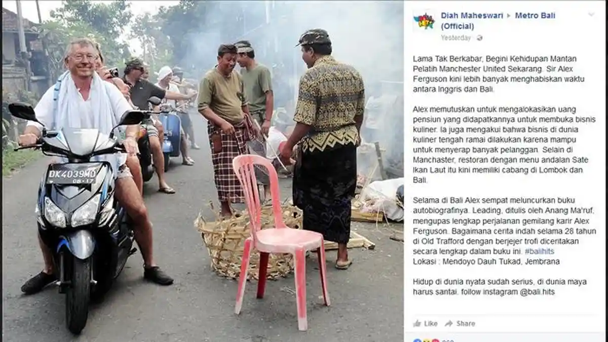 Viral di Medsos, Alex Ferguson Menghabiskan Masa Pensiun di Pulau Dewata?