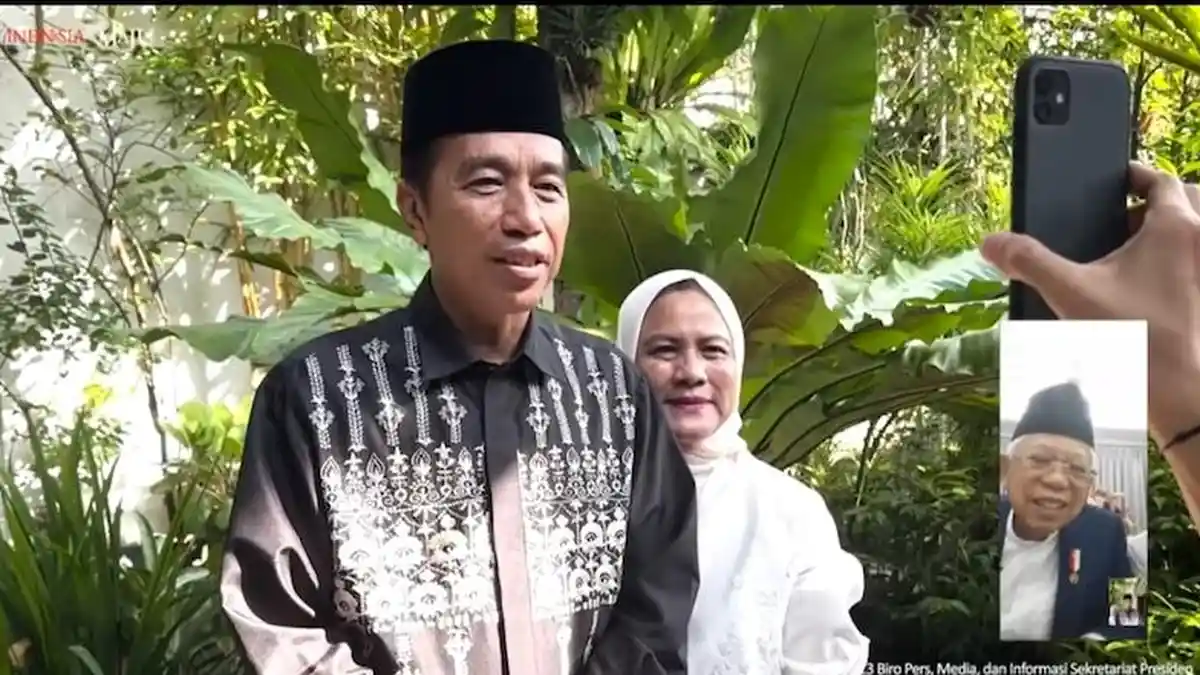 Momen Jokowi Silaturahmi Lebaran dengan Ma'ruf Amin Via Video Call