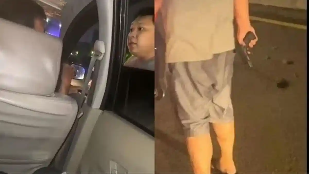 VIRAL Pengemudi Mobil Pelat Dinas Polri Todongkan Pistol Driver Taksi Online, Tak Terima Disalip