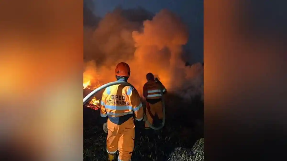 Pemadaman Karhutla di Landasan Ulin Banjarbaru hingga Malam, Petugas Sempat Kesulitan Cari Air - Banjarmasinpost.co.id
