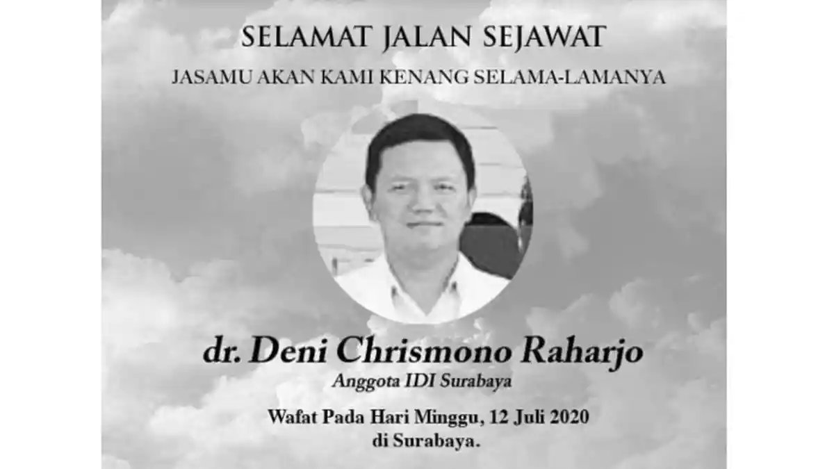 Dokter RSJ Menur Surabaya Meninggal Dunia Terinfeksi Virus Corona, Sempat Dirawat di RSUD Dr Soetomo